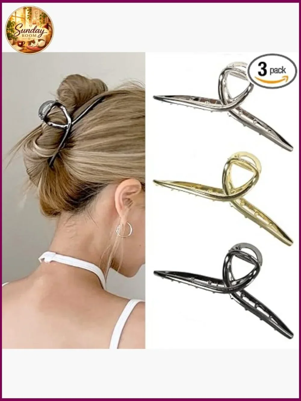 3 Pcs Oversize Metal Butterfly Hair Clips for Long Thick Hair